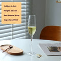 French champagne glasses showing six crystal designs with goblet silhouettes