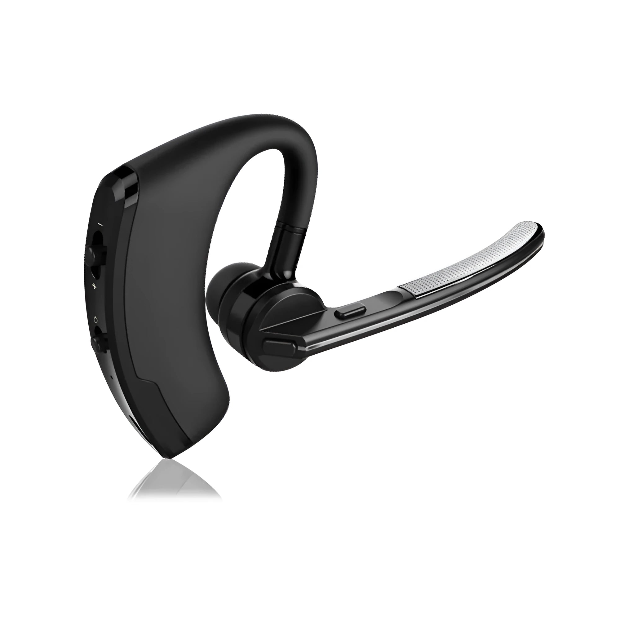 V9 Bluetooth wireless headset with earbud and charging cable on a white background