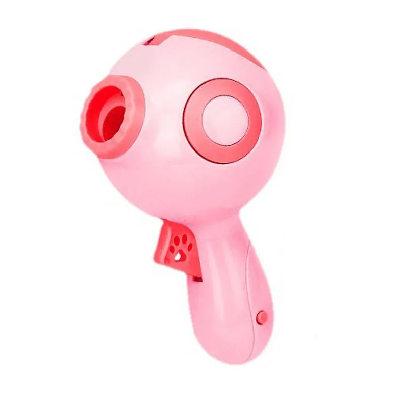 Green dog treat launcher toy measuring 15.5cm length with automatic food dispenser