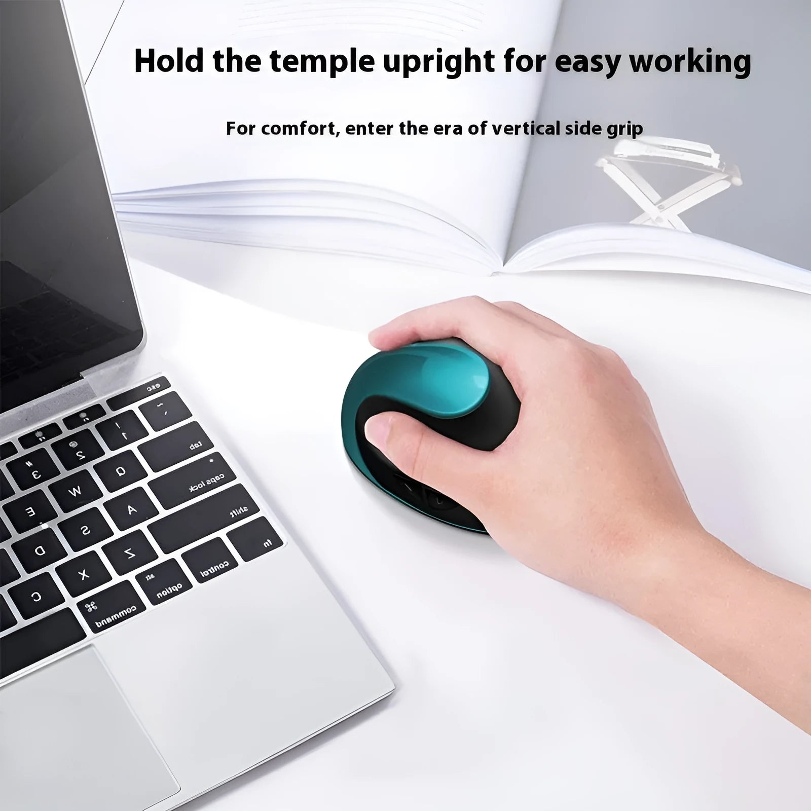 Three Generations vertical ergonomic mouse in black colour with USB connectivity