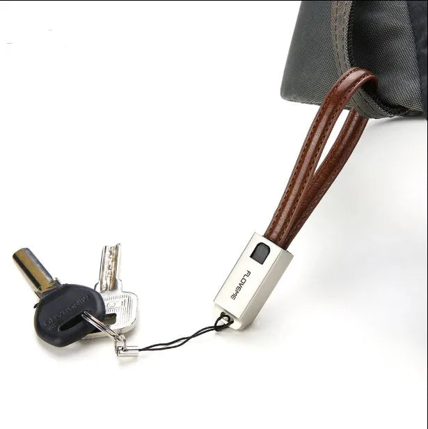 20cm leather iPhone lightning charging cable in black, brown and red colours with zinc alloy connectors