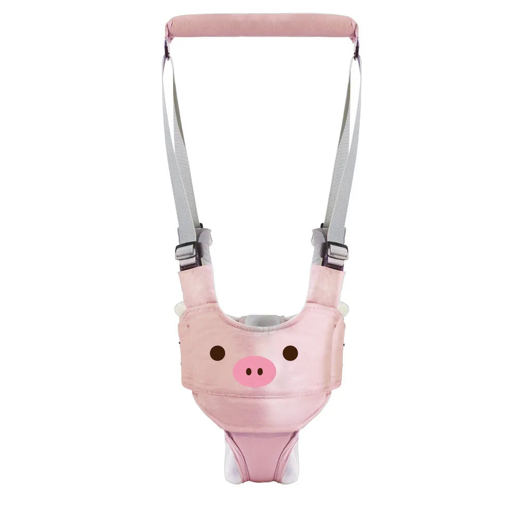 Cotton baby walking harness belt for toddlers in blue colour, showing adjustable straps and chest panel.