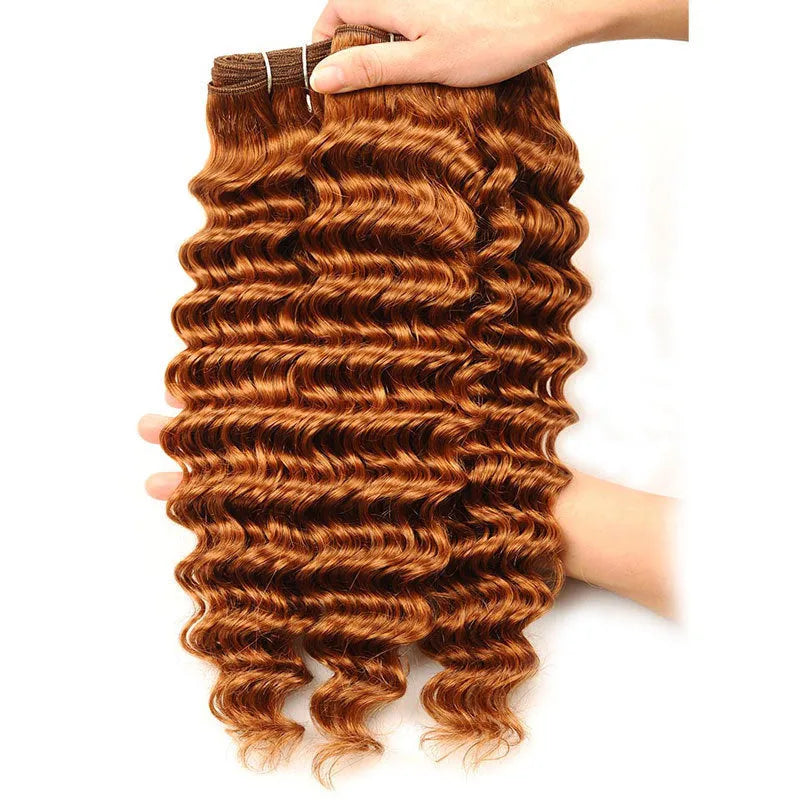 100g deep wave human hair bundle brown colour available in sizes 8 to 26 inches