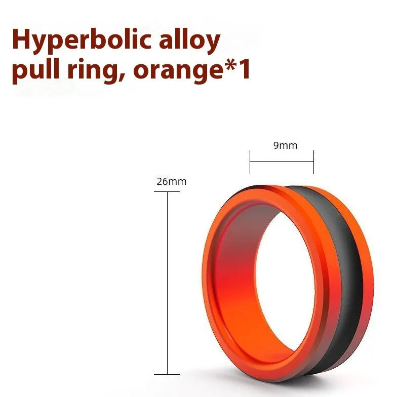 Orange and silver alloy fishing hand guard pull loop with non-slip grip design