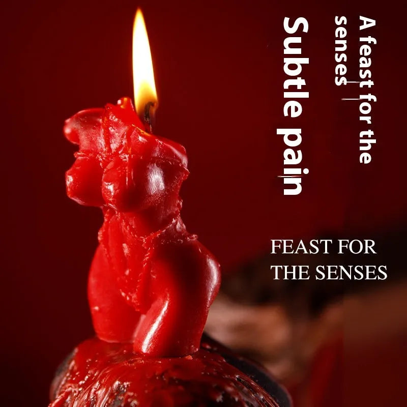 Bikini-shaped low temperature massage candle in rose red, spring pink, or lilac purple.