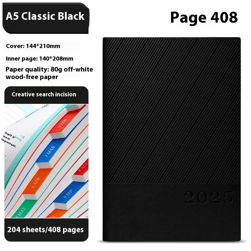 PU leather business notepad with 204 pages of 80g paper in eight colour options