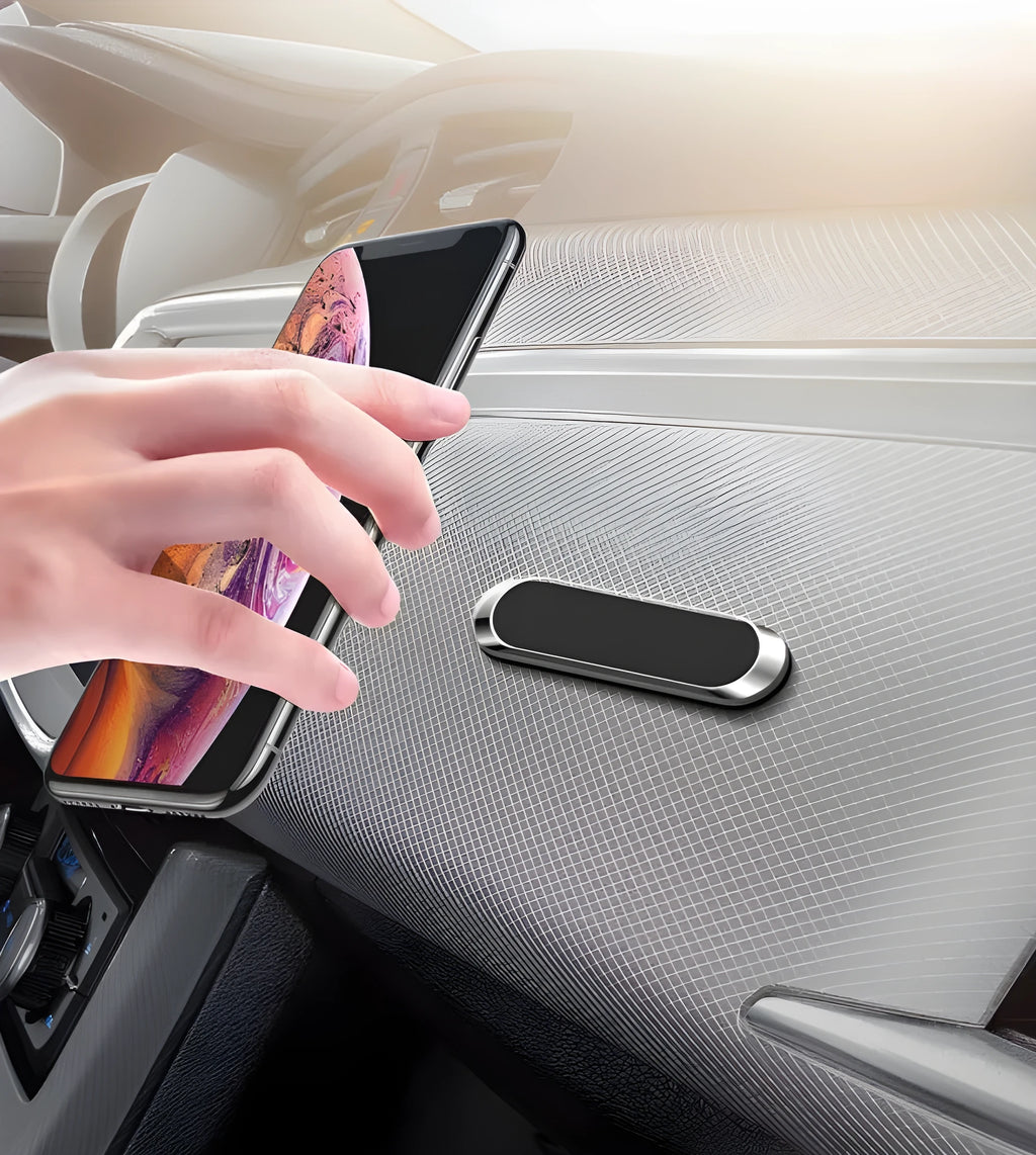 F6 Strip Plate Magnetic Car Phone Holder Stand in grey, folded flat