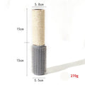 Brown sisal cat scratching post with face scratching device and toy attachment measuring 30cm tall