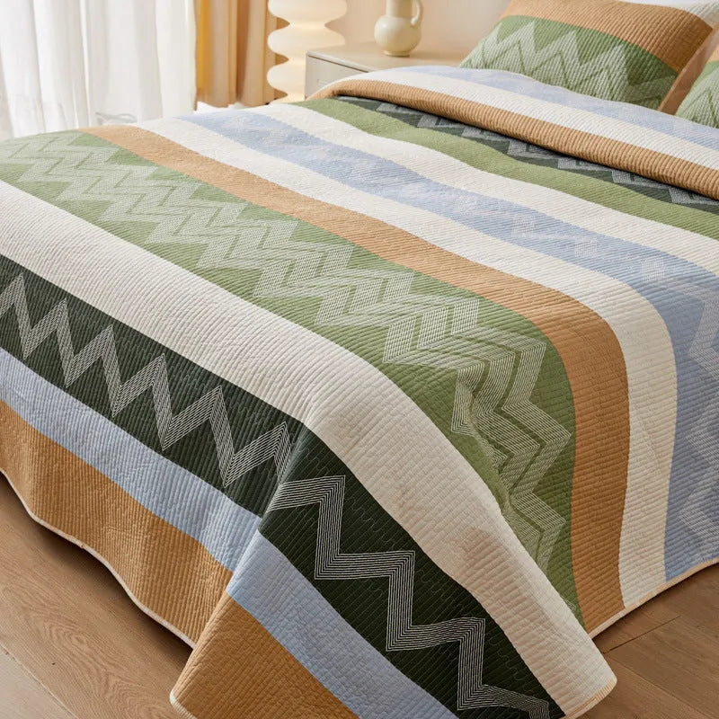 Cotton printed bed sheet three-piece set in modern simple style for 2.2 metre beds