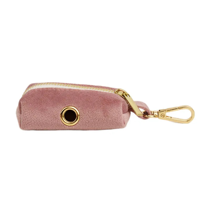 Light purple pink velvet dog collar with matching accessories on white background