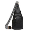 Soft brown PU women's crossbody chest bag with open front pocket and adjustable strap.