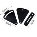 Black stainless steel sliding barn door lock shown in M and S size options