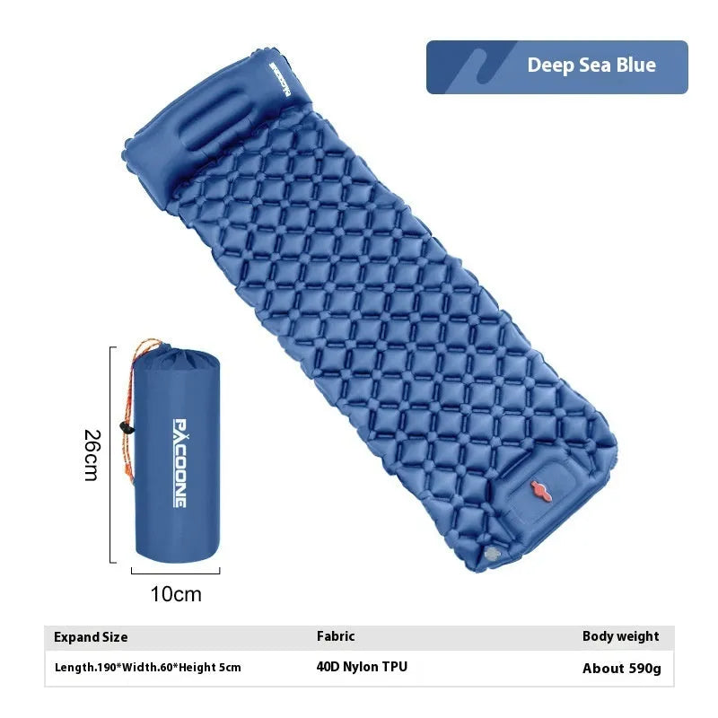 Auto-inflation air mattress camping sleeping mat 40D nylon TPU single navy blue