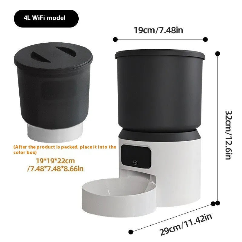4-litre smart pet feeder with camera and stainless steel bowl for cats and dogs