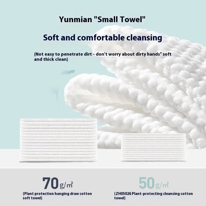 Disposable face cloth roll with removable hanging hook showing soft towel sheets