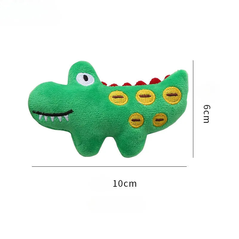 Plush cat toy in shape of cow, crocodile or parrot with catnip filling for interactive play