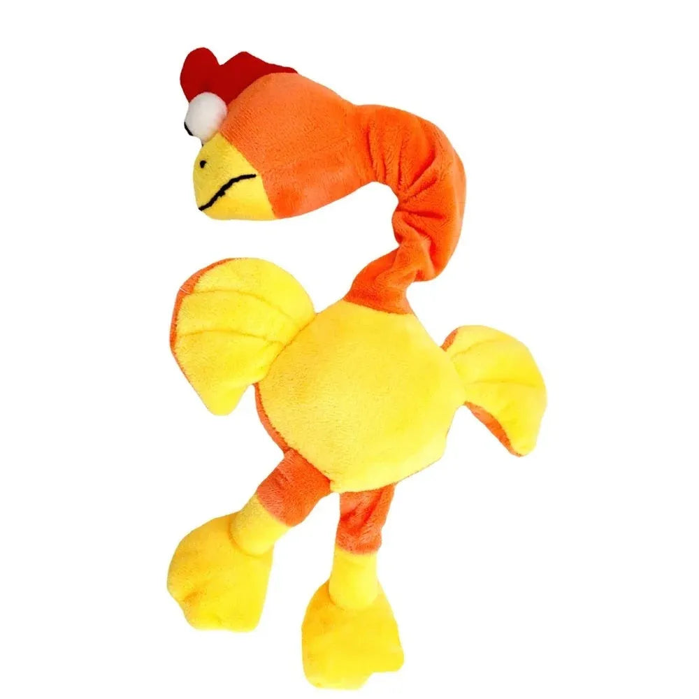 Screaming chicken sound dog chew toy in bite-resistant rubber, black green orange colours