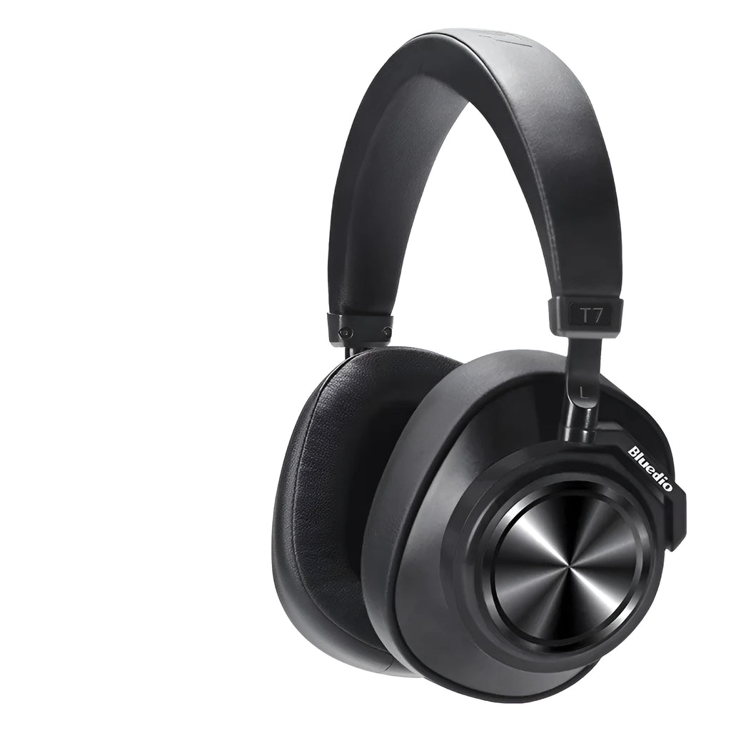 Wireless Bluetooth 5.0 headset in black with noise reduction and battery display