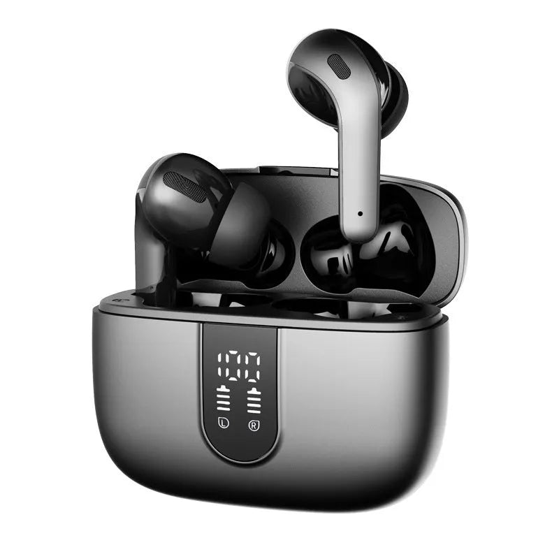 Bx08 wireless headset with digital display charging case in Black Grey Light Green White colours