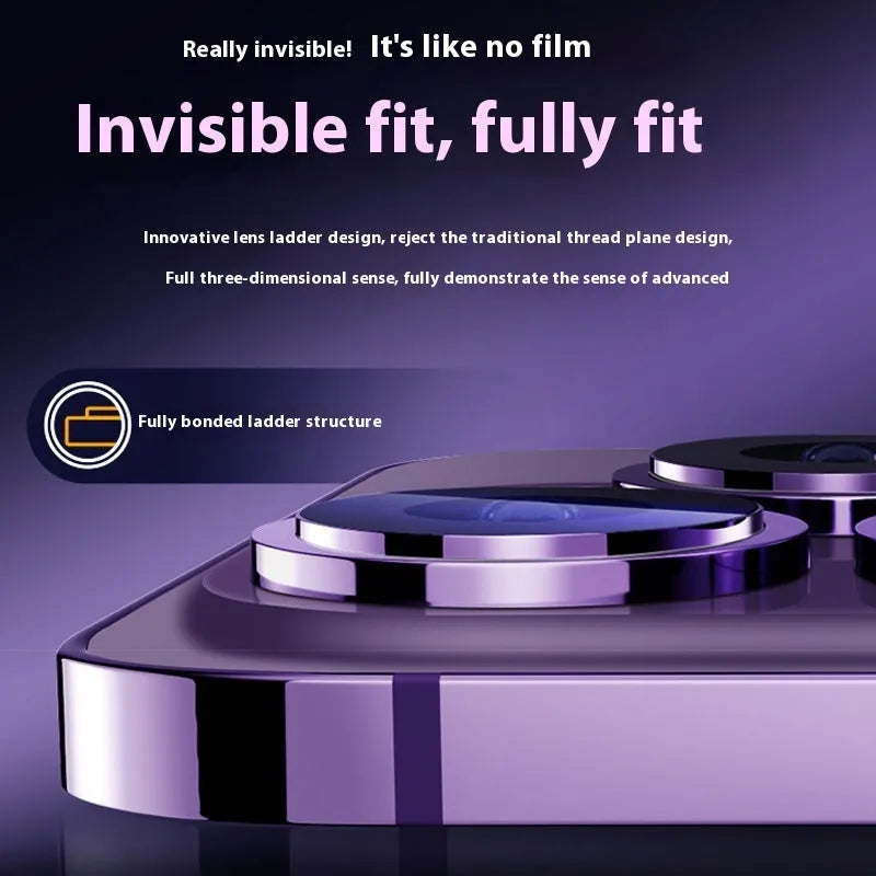 AR grade Corning tempered glass lens protector for iPhone camera, HD and explosion-proof, available in Dark Purple