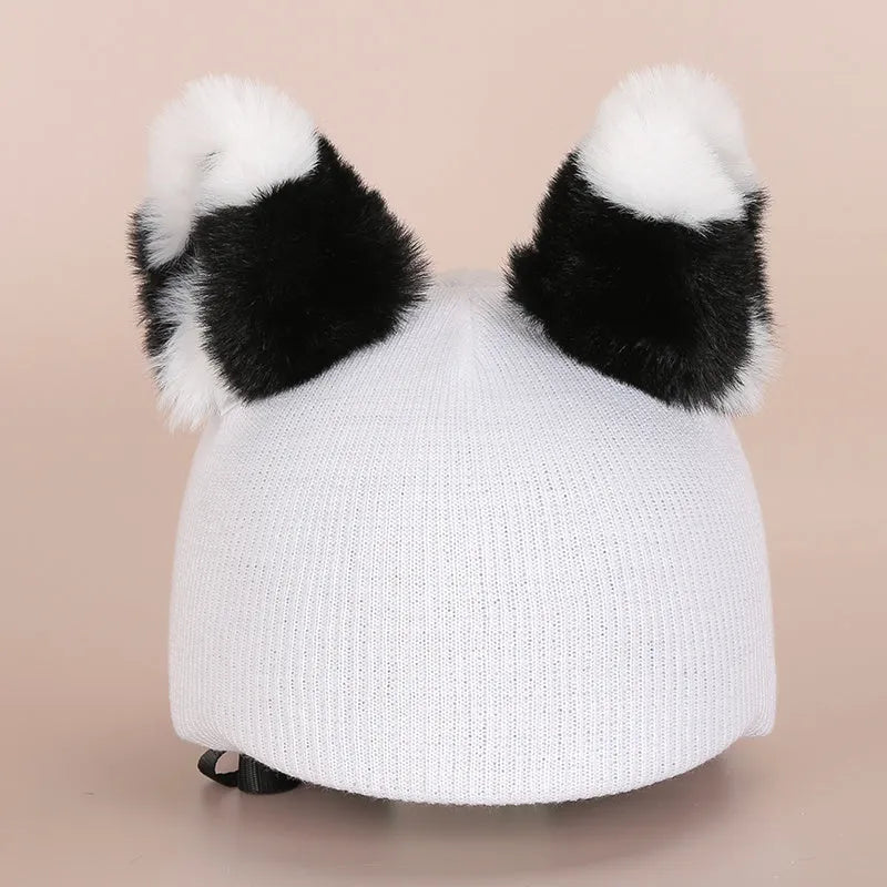 Plush ski helmet decoration with cartoon design in various colour options