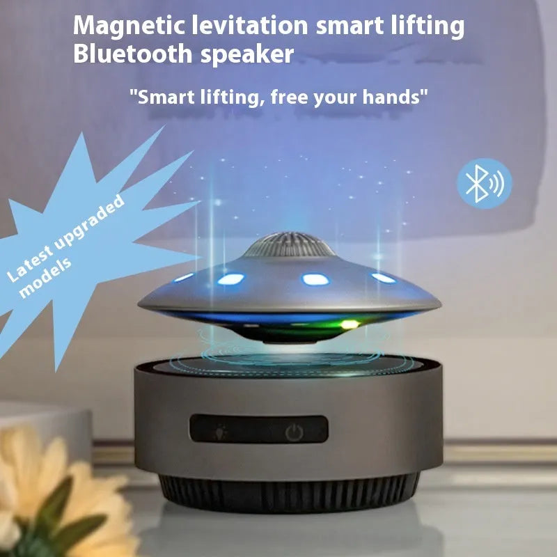 Floating magnetic levitation Bluetooth speaker with spherical design on charging base