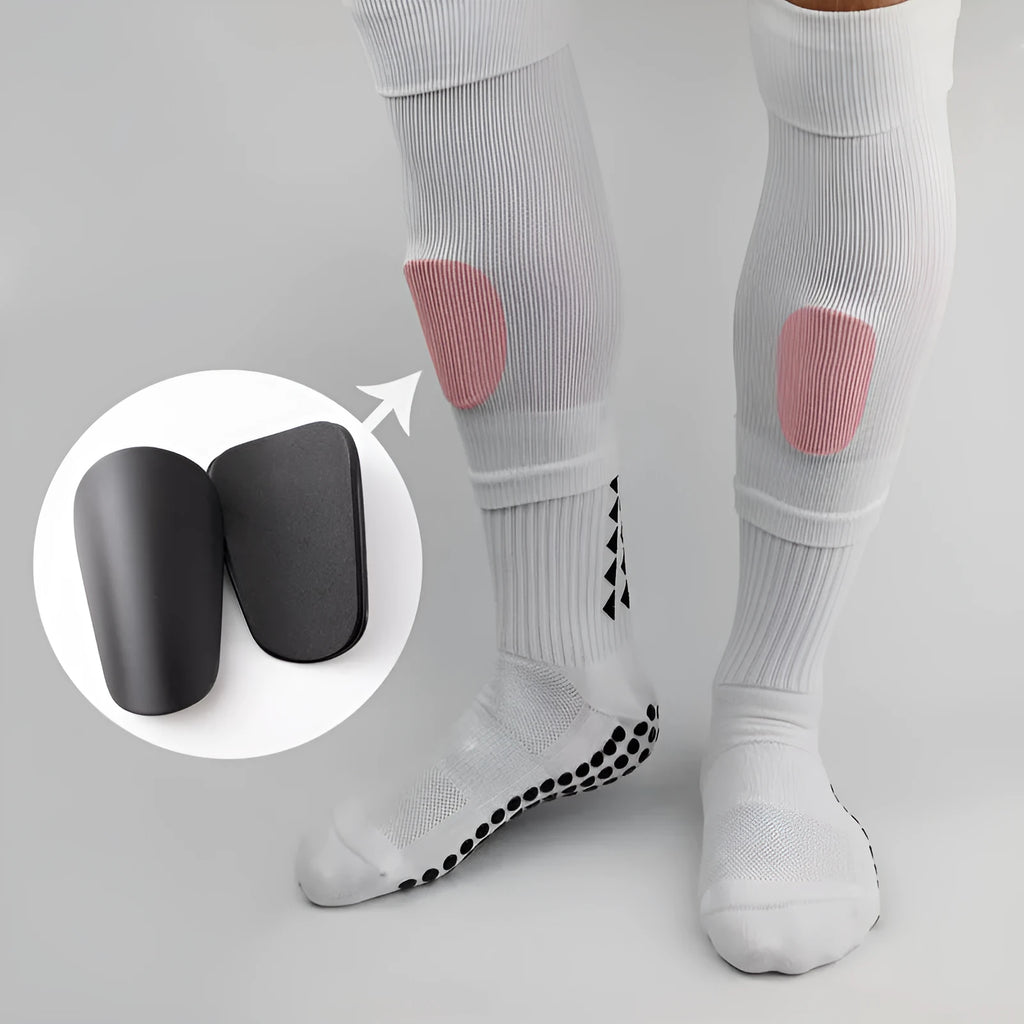 Pair of PU mini shin guards with ankle straps in multiple colour options