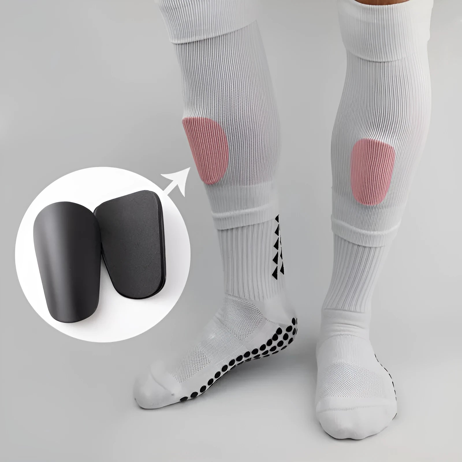 Pair of PU mini shin guards with ankle straps in multiple colour options