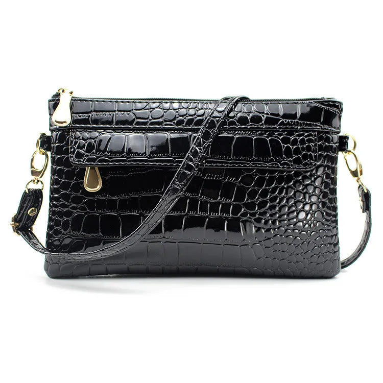 Women's PU shoulder messenger bag, horizontal square shape, 24cm width, in purplish red with soft finish and lining cloth