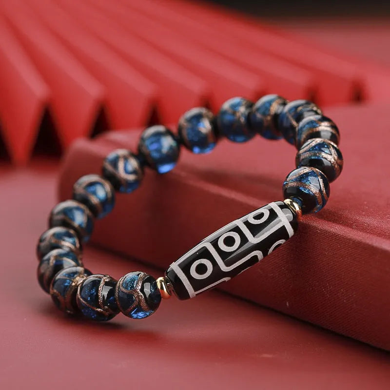 Chinese style coloured glaze bracelet with auspicious patterns and colourful beads in 10mm, 12mm, 14mm sizes