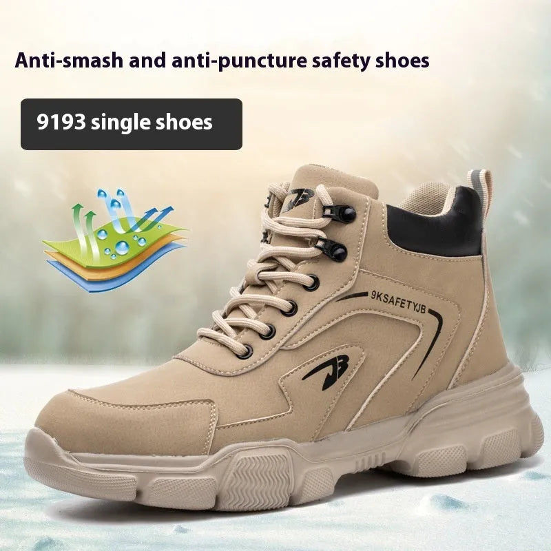 Leather labour protection shoes with anti-smashing design in multiple colour options