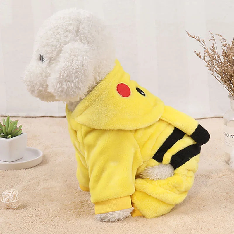 Fleece cartoon cosplay hoodie coat for small to medium cats and dogs in six sizes