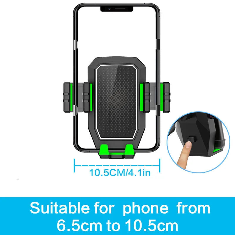 Green car drink rack with mobile phone holder compartment