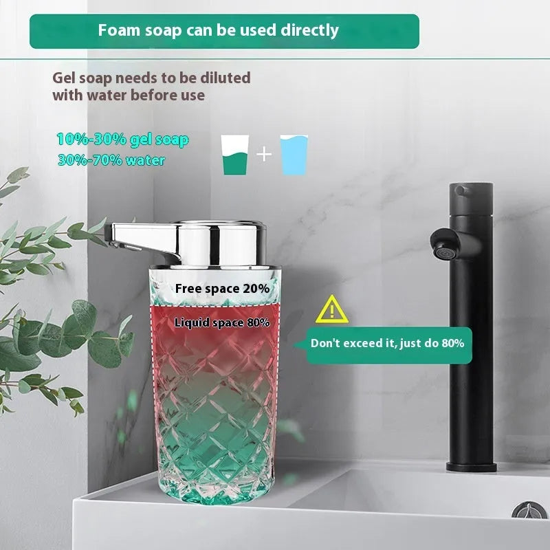 Automatic soap dispenser with silver-plated PET housing and Type-C charging port