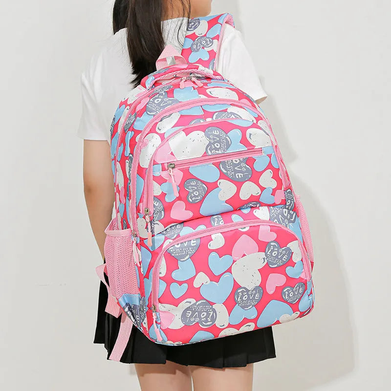 Children's Oxford cloth school backpack with air cushion shoulder straps in blue colour