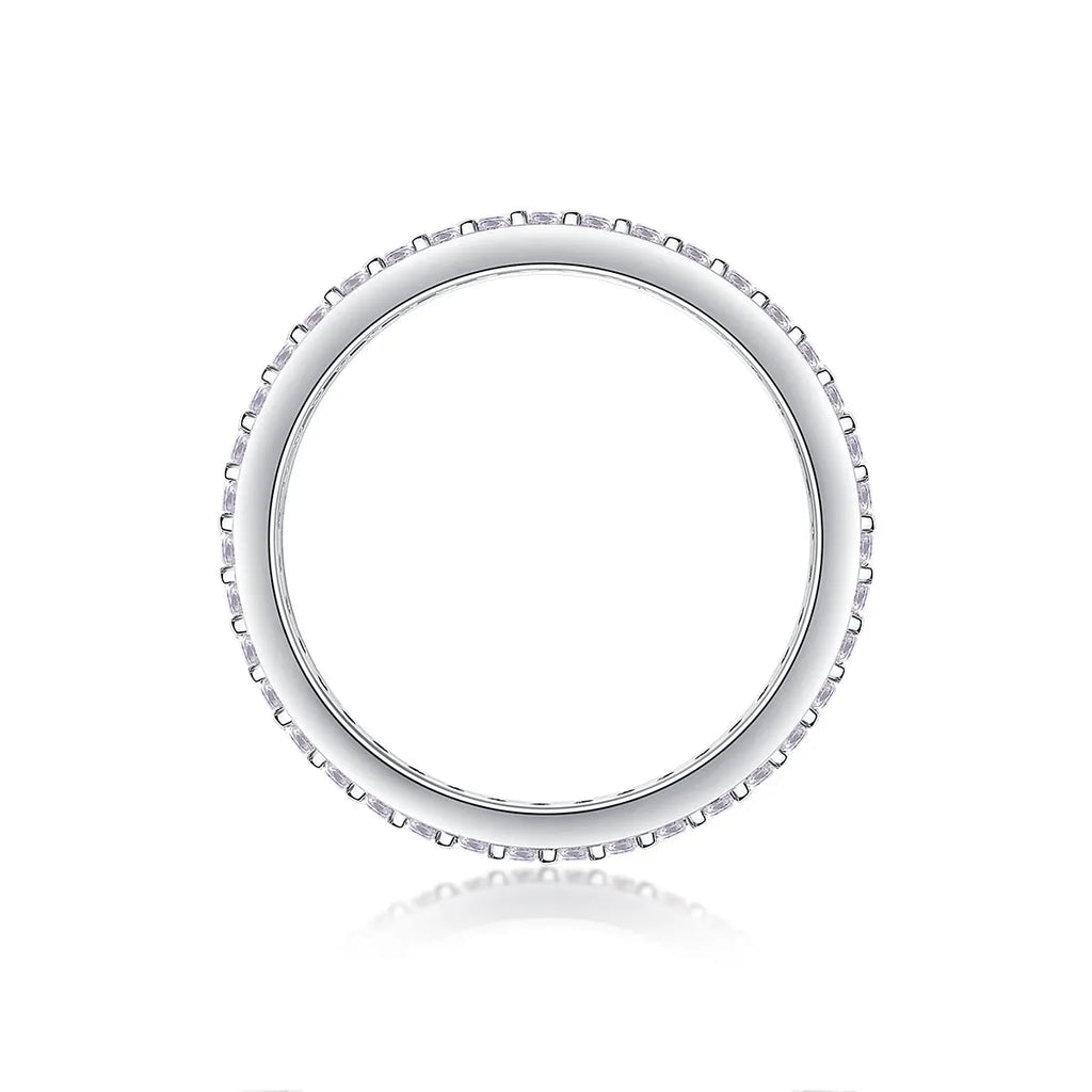 Moissanite wedding ring set in S925 silver with platinum plating, under 0.1 carat, gift box