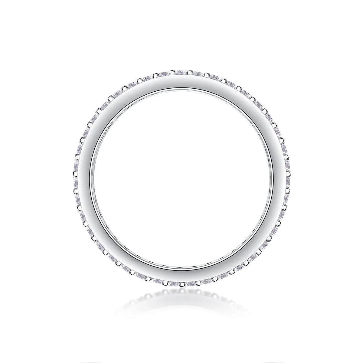 Moissanite wedding ring set in S925 silver with platinum plating, under 0.1 carat, gift box