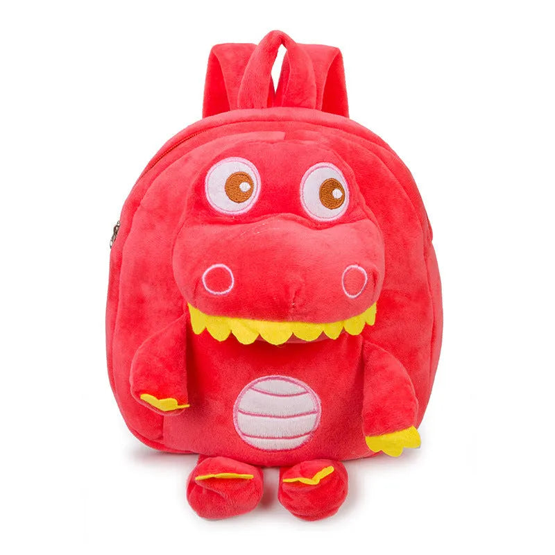 Dinosaur plush backpack with embroidery detail in blue colour with soft handle