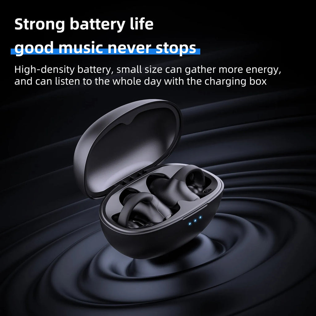 Black T306 wireless Bluetooth clip-on sports headset with ear hook design for gaming.