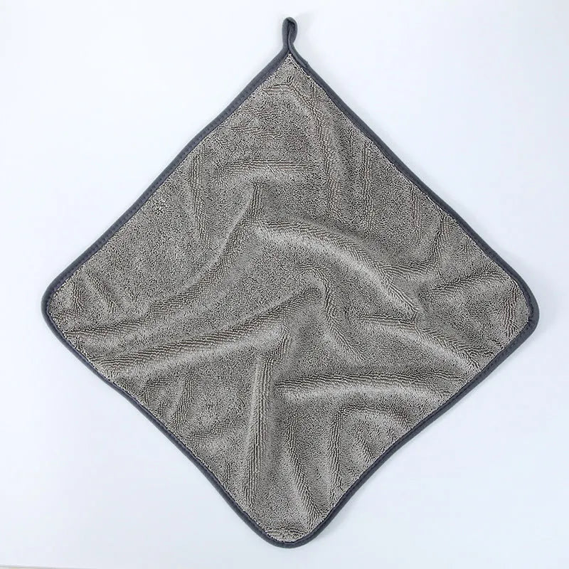 Small braid twisted car cleaning towel in grey with textured surface for vehicle washing