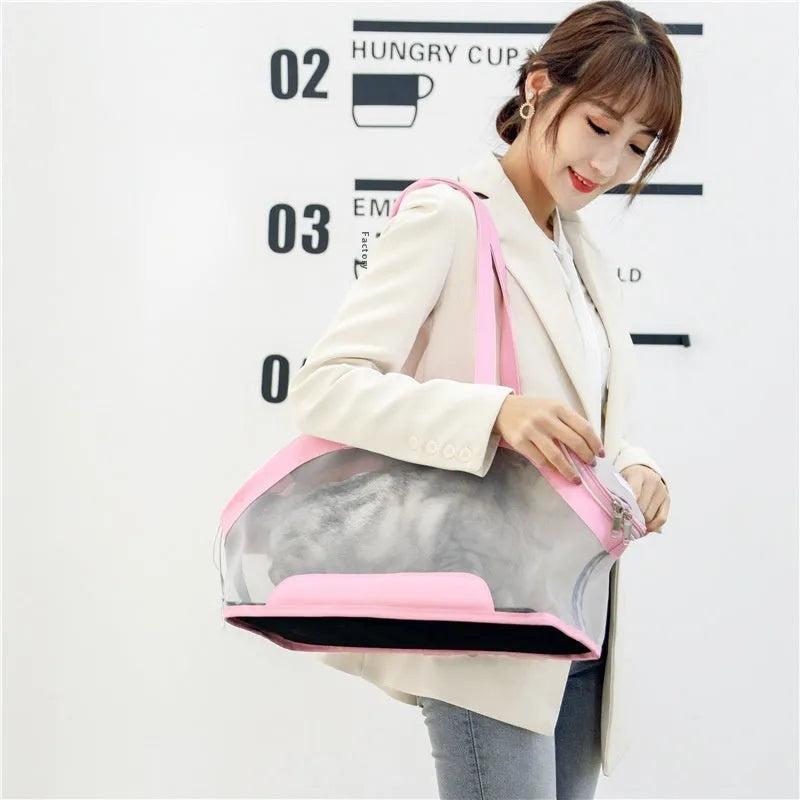 MOORPET leather cat carry bag with 25 litre capacity in beige colour