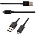 Black and white Android Micro USB data cable for phone and tablet charging, 1 metre long.