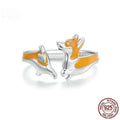 Silver-coloured cartoon Corgi ring with adjustable band