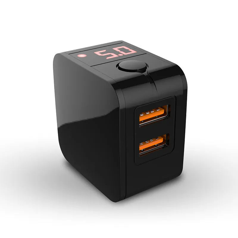 5V2.4A dual USB fast travel charger with digital display showing voltage output