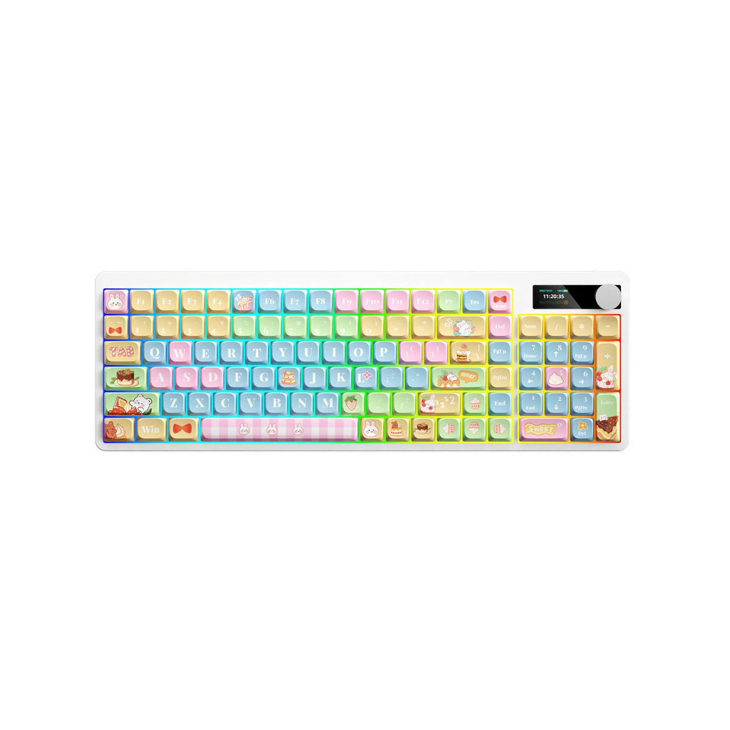 Black Iron Cow mechanical keyboard with RGB backlighting showing full key layout