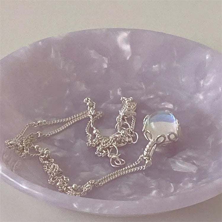 925 silver geometric pendant necklace with adjustable curb chain for women