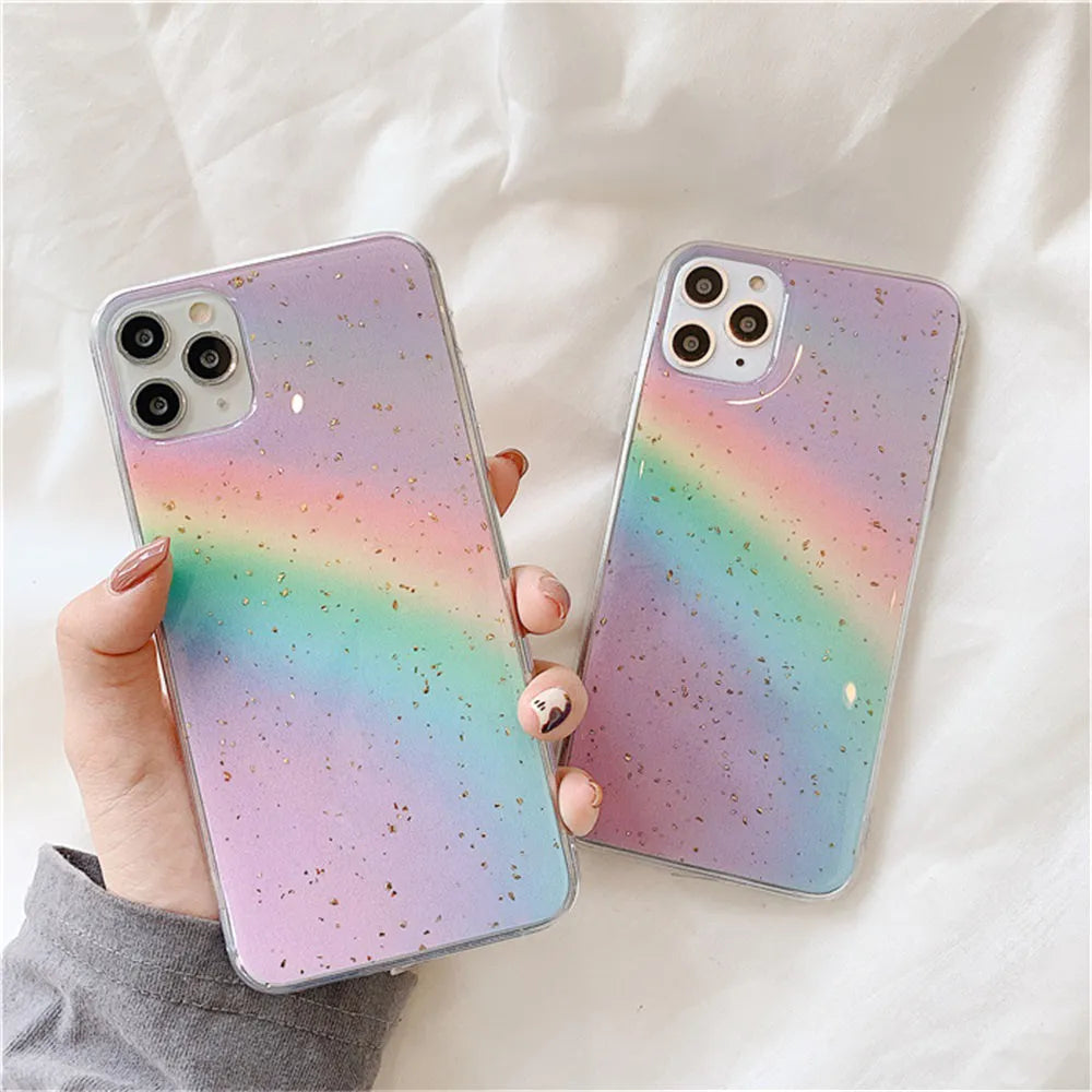 Rainbow gradient Japanese Korean stripe design TPU phone case for iPhones