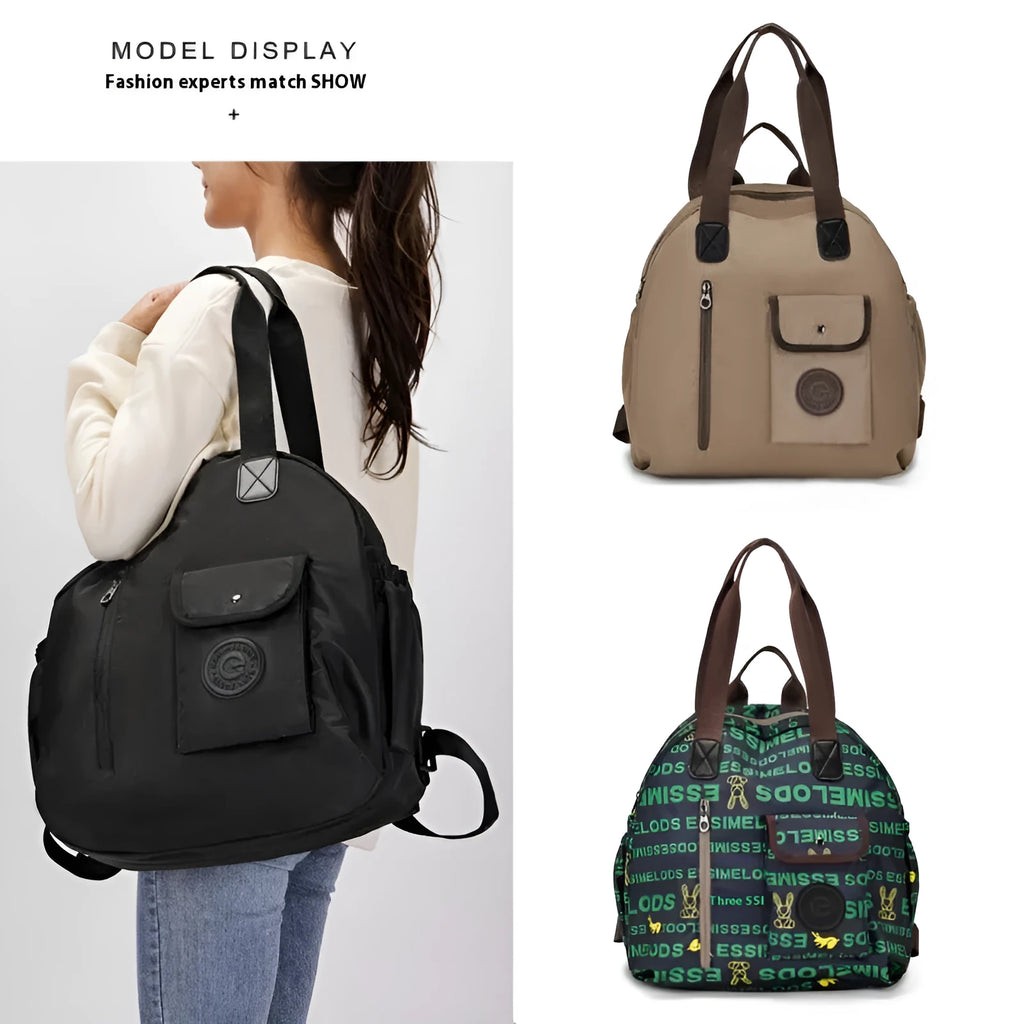Outdoor backpack with large 48cm height, nylon construction, and sandwich pocket design in three colour options