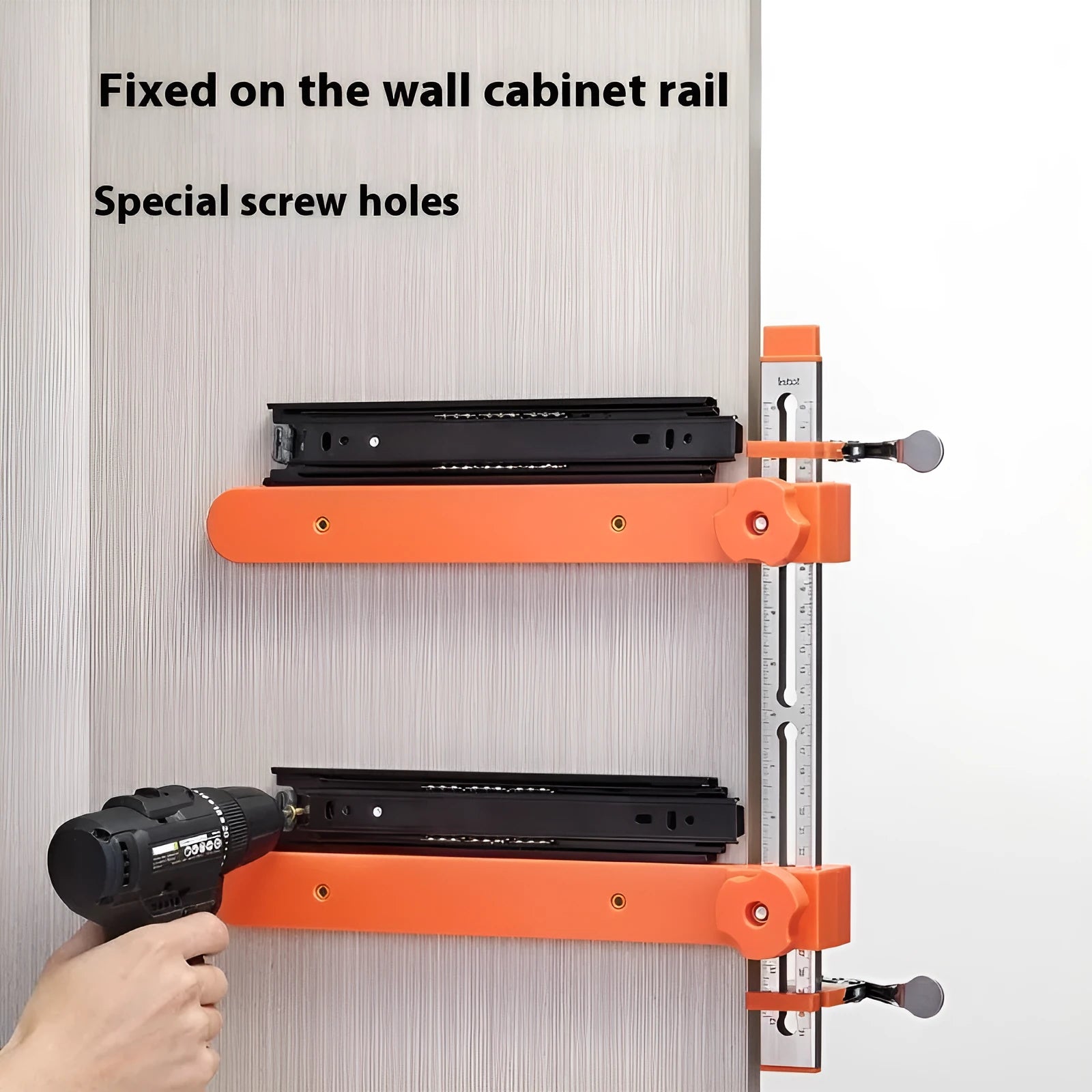 Drawer track holder with rapid clamp and 58 copper cutting edge for woodworking guide rail installation