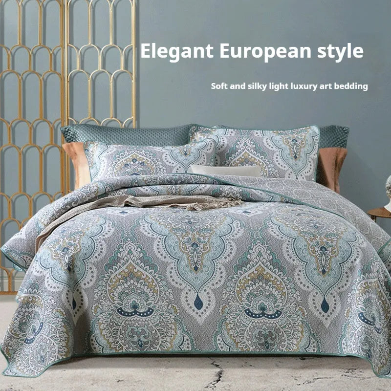 Pure cotton bedspread three-piece set with geometric pattern for 1.8 metre bed